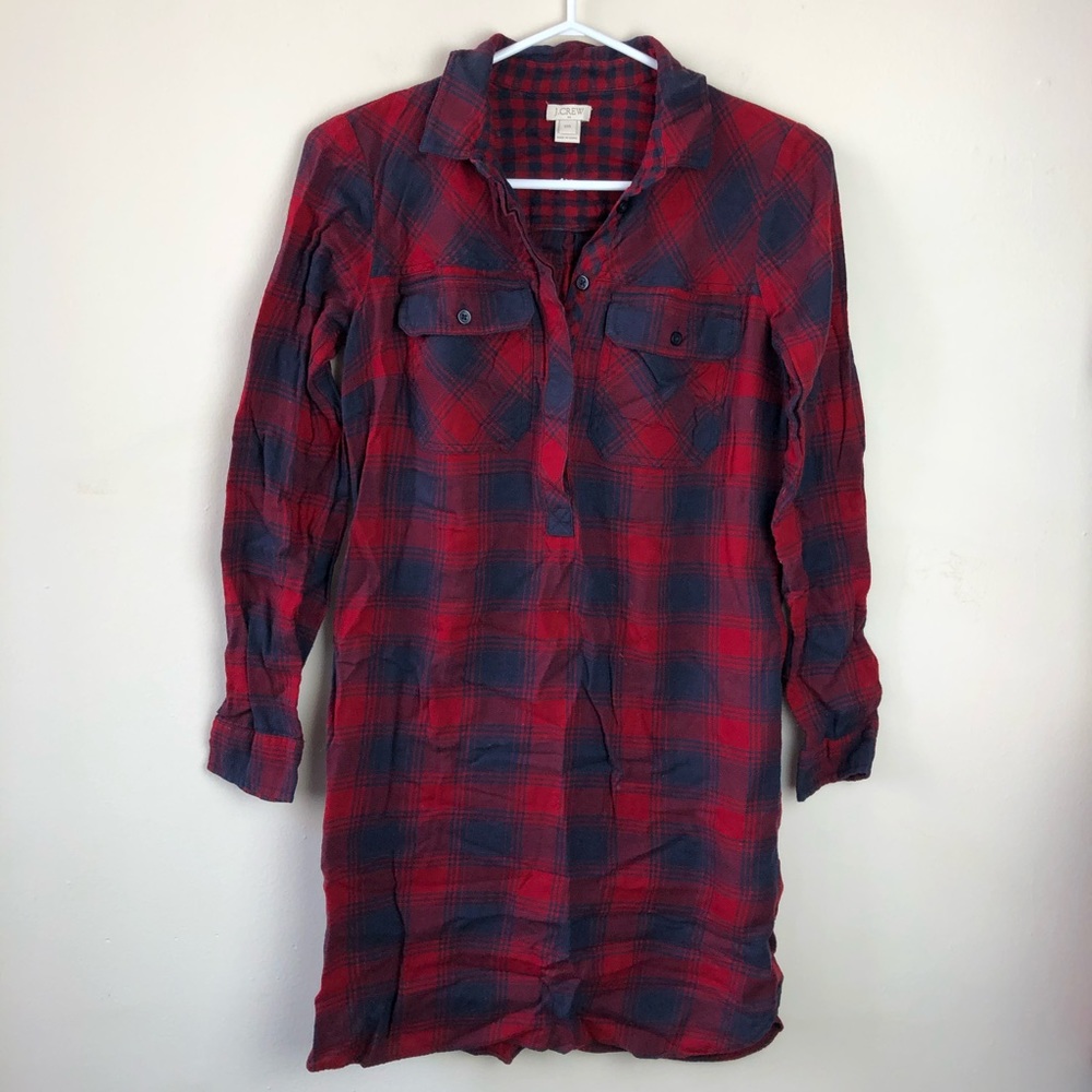 J Crew XXS cozy plaid long sleeve dress